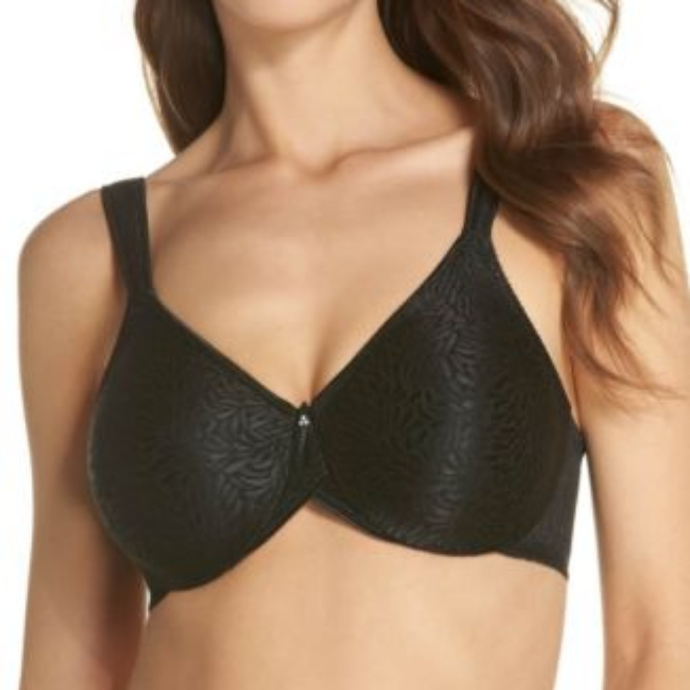WACOAL 855367 JACQUARD FULL COVERAGE BRA BLACK 40D NWOT